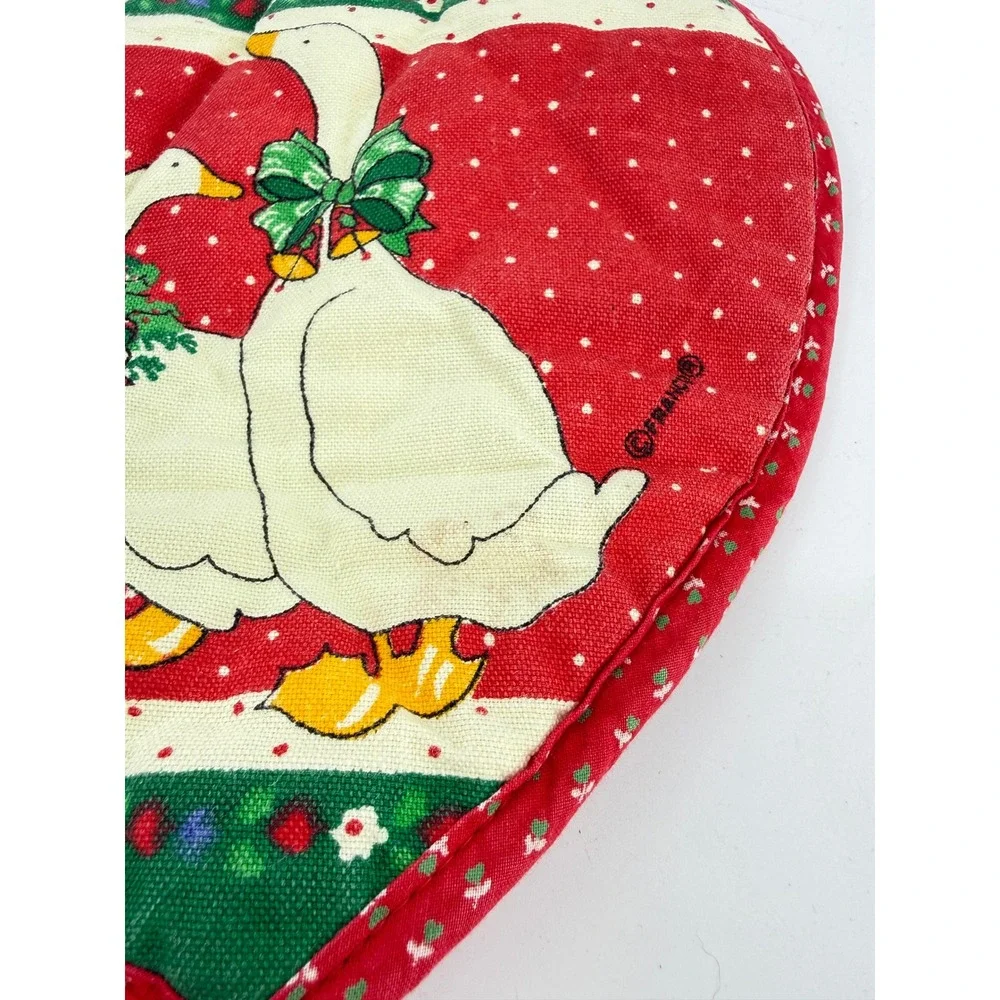 Franco Potholder Heart Red White Geese Vintage Quilted‎ Kitchen Decor Cotton